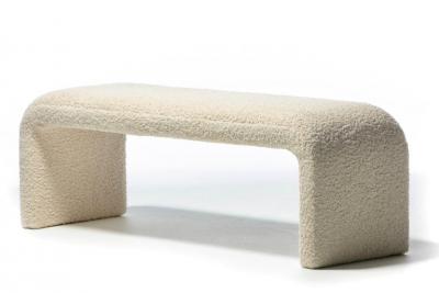Karl Springer Karl Springer Style Large Waterfall Bench in Ivory Boucl 