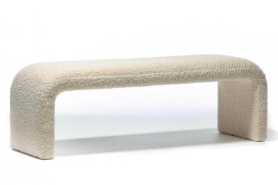 Karl Springer Karl Springer Style Large Waterfall Bench in Ivory Boucl 