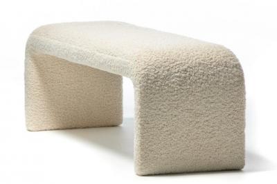 Karl Springer Karl Springer Style Large Waterfall Bench in Ivory Boucl 