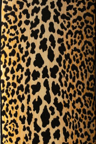Karl Springer Karl Springer Style Large Waterfall Bench in Leopard Velvet Black Leather