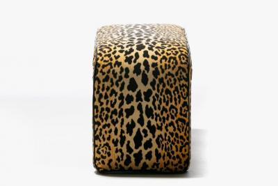 Karl Springer Karl Springer Style Large Waterfall Bench in Leopard Velvet Black Leather