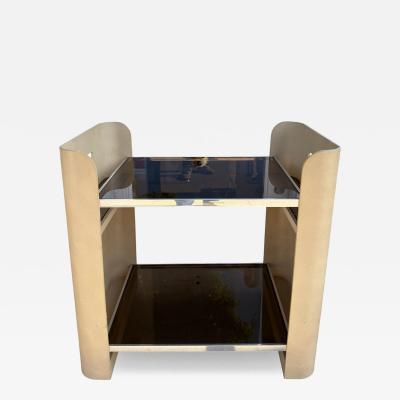 Karl Springer Karl Springer Style Lizard Skin Leather Class Cocktail Bar Cart