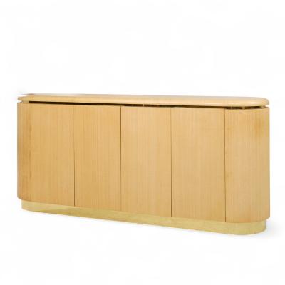 Karl Springer Karl Springer Style Mid Century Grass Cloth and Brass Credenza
