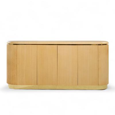 Karl Springer Karl Springer Style Mid Century Grass Cloth and Brass Credenza