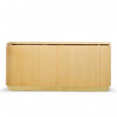 Karl Springer Karl Springer Style Mid Century Grass Cloth and Brass Credenza