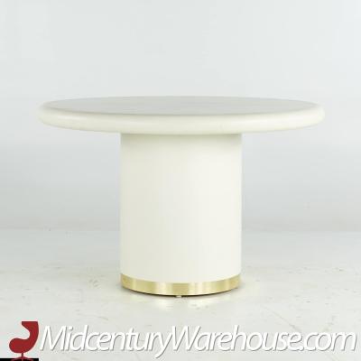 Karl Springer Karl Springer Style Mid Century Grass Cloth and Brass Expanding Dining Table