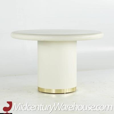 Karl Springer Karl Springer Style Mid Century Grass Cloth and Brass Expanding Dining Table