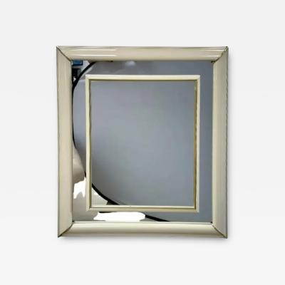 Karl Springer Karl Springer Style Mid Century Modern Lacquered Beige Frame Wall Mirror