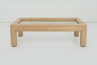 Karl Springer Karl Springer Style Padded Leather Coffee Table 1980 c 