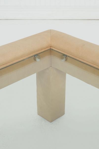 Karl Springer Karl Springer Style Padded Leather Coffee Table 1980 c 