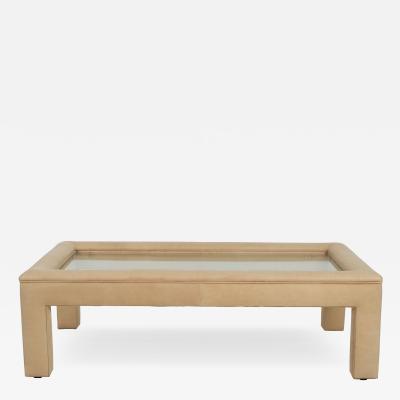 Karl Springer Karl Springer Style Padded Leather Coffee Table 1980 c 