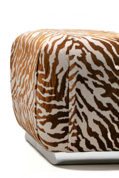 Karl Springer Karl Springer Style Souffl Poufs in New Cognac Ivory Tiger Velvet c 1980s