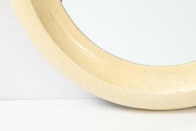 Karl Springer Karl Springer Style Tesselated Bone And Bronze Round Wall Mirror