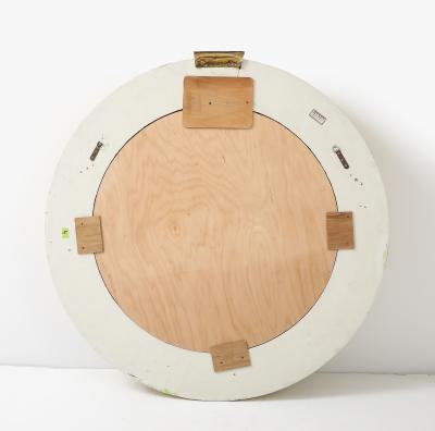 Karl Springer Karl Springer Style Tesselated Bone And Bronze Round Wall Mirror