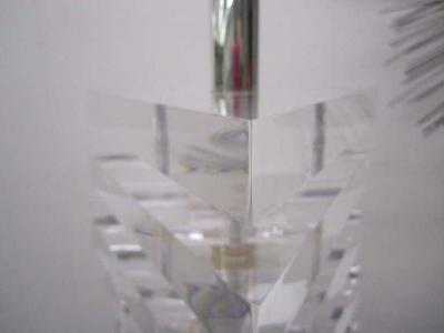 Karl Springer Karl Springer Style Triangular Stacked Lucite Lamps Mid Century Modern
