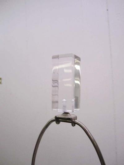 Karl Springer Karl Springer Style Triangular Stacked Lucite Lamps Mid Century Modern