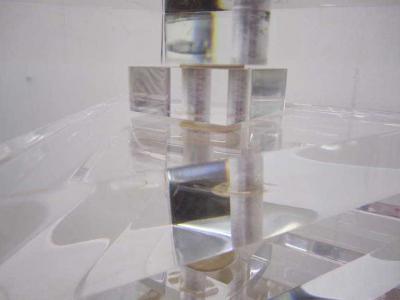 Karl Springer Karl Springer Style Triangular Stacked Lucite Lamps Mid Century Modern