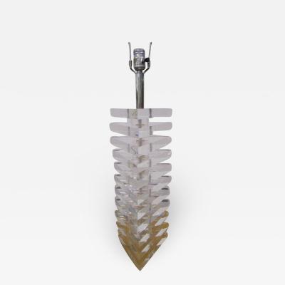 Karl Springer Karl Springer Style Triangular Stacked Lucite Lamps Mid Century Modern