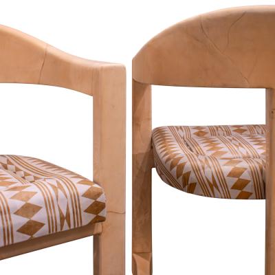 Karl Springer Karl Springer Superb Set of 6 Onassis Chairs in Lacquered Goatskin 1980s