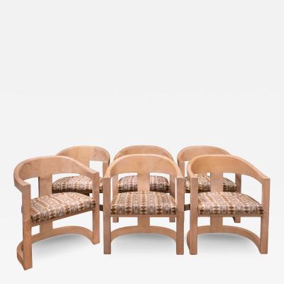 Karl Springer Karl Springer Superb Set of 6 Onassis Chairs in Lacquered Goatskin 1980s