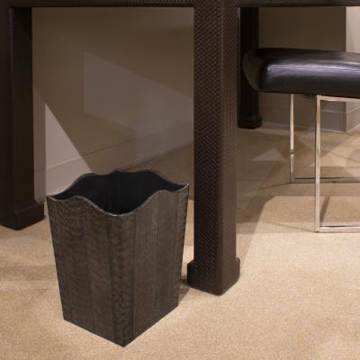 Karl Springer Karl Springer Superb Waste Basket in Gray Cobra 1980s