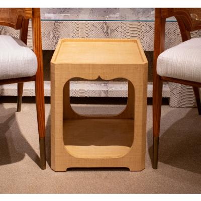 Karl Springer Karl Springer Two Tier Side Table in Grasscloth 1976 1978