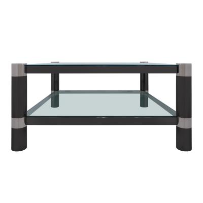 Karl Springer Karl Springer Unique Round Leg Coffee Table with Artisan Glass Top 1980s Signed