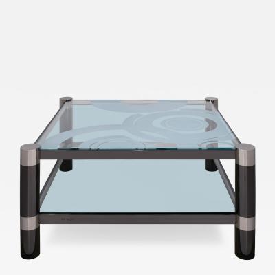 Karl Springer Karl Springer Unique Round Leg Coffee Table with Artisan Glass Top 1980s Signed