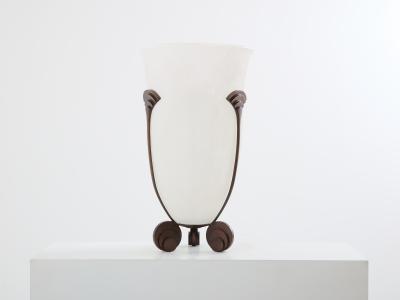 Karl Springer Karl Springer for Seguso large bronze Art Deco frosted glass vase 1980