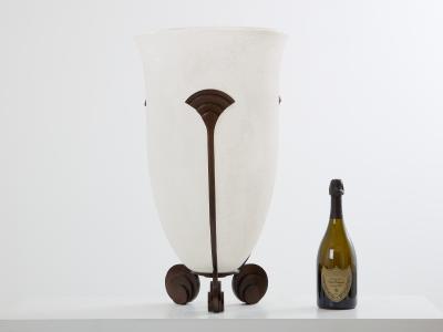 Karl Springer Karl Springer for Seguso large bronze Art Deco frosted glass vase 1980