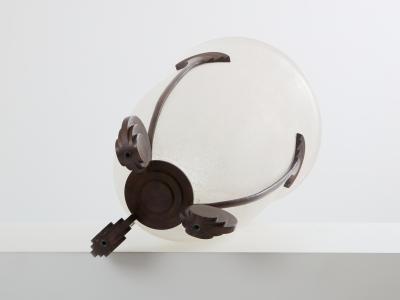 Karl Springer Karl Springer for Seguso large bronze Art Deco frosted glass vase 1980