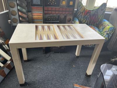 Karl Springer LIZARD BACKGAMMON TABLE WITH BAKELITE PIECES IN THE MANNER OF KARL SPRINGER