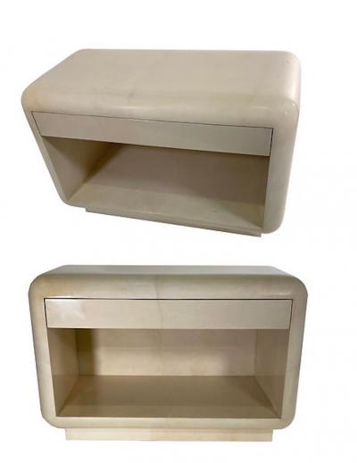 Karl Springer LTD A Pair of American Modern Bullnose Night Tables Karl Springer