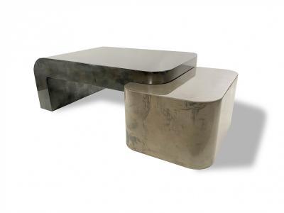 Karl Springer LTD Customizable Karl Springer Ltd Interlocking Parchment Goatskin Coffee Table