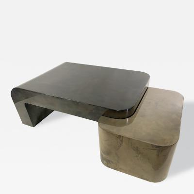 Karl Springer LTD Customizable Karl Springer Ltd Interlocking Parchment Goatskin Coffee Table