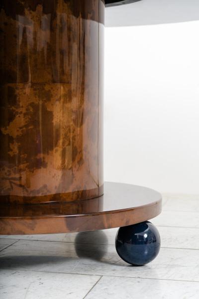 Karl Springer LTD Karl Springer LTD Lacquered Goatskin Ball Foot Table USA