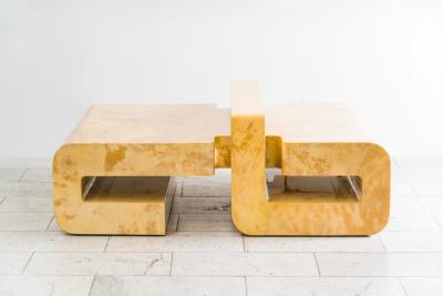 Karl Springer LTD Karl Springer LTD Lacquered Goatskin Sculpture Low Table USA