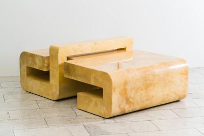Karl Springer LTD Karl Springer LTD Lacquered Goatskin Sculpture Low Table USA