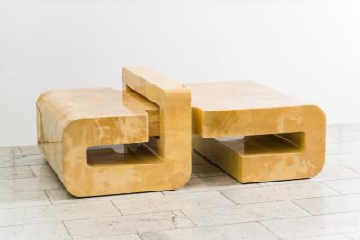 Karl Springer LTD Karl Springer LTD Lacquered Goatskin Sculpture Low Table USA
