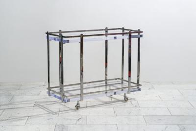 Karl Springer LTD Karl Springer LTD Stainless Steel and Lucite Bar Cart USA