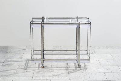 Karl Springer LTD Karl Springer LTD Stainless Steel and Lucite Bar Cart USA