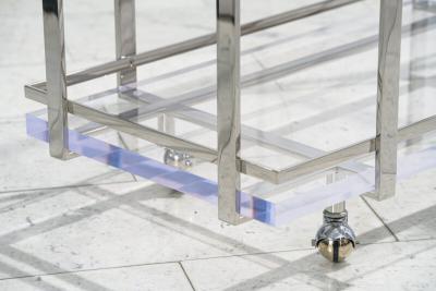 Karl Springer LTD Karl Springer LTD Stainless Steel and Lucite Bar Cart USA