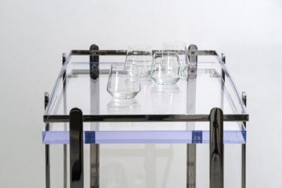 Karl Springer LTD Karl Springer LTD Stainless Steel and Lucite Bar Cart USA