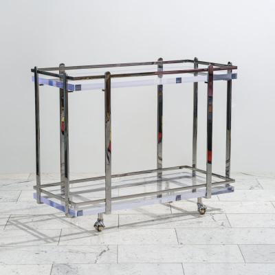 Karl Springer LTD Karl Springer LTD Stainless Steel and Lucite Bar Cart USA