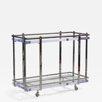 Karl Springer LTD Karl Springer LTD Stainless Steel and Lucite Bar Cart USA