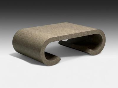 Karl Springer LTD Karl Springer Style Mid Century Modern Grey Faux Shagreen Coffee Table 1980s