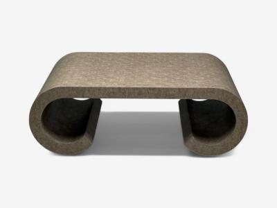 Karl Springer LTD Karl Springer Style Mid Century Modern Grey Faux Shagreen Coffee Table 1980s
