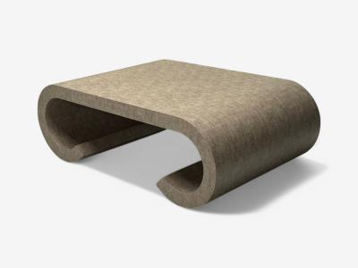 Karl Springer LTD Karl Springer Style Mid Century Modern Grey Faux Shagreen Coffee Table 1980s