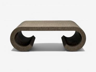 Karl Springer LTD Karl Springer Style Mid Century Modern Grey Faux Shagreen Coffee Table 1980s