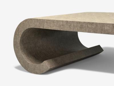 Karl Springer LTD Karl Springer Style Mid Century Modern Grey Faux Shagreen Coffee Table 1980s